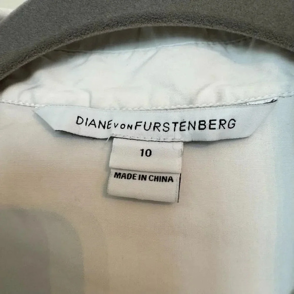 Diane Von Furstenbug Women's Alison Drop Waist Dress Size 10 Multi DVF Button-Up - Picture 2 of 10